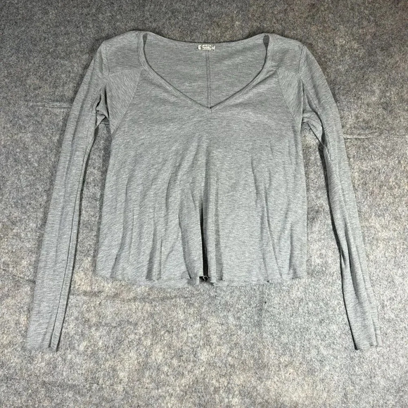 Intimately Free People Top Womens Small Rib Knit V-Neck Light Gray - Picture 1 of 7